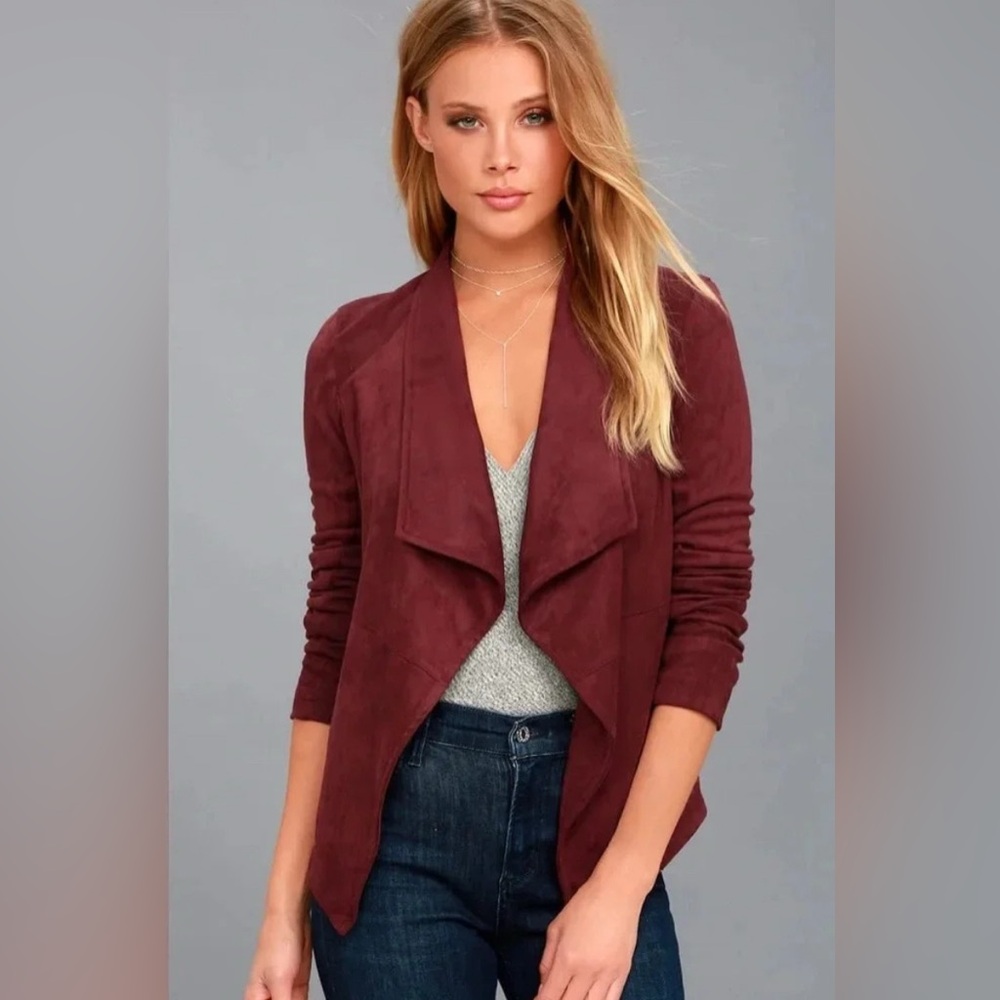 BB Dakota Women’s Wade Faux Suede Jacket, NWT, Cherrywood